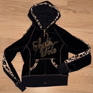 Y2K AUTHENTIC South Pole Black Hoodie with Leopard Accents